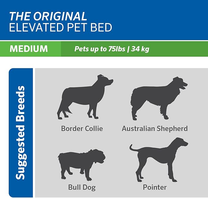 Coolaroo Original Elevated Dog Bed - Breathable Off-The-Ground Pet Bed with Cooling Fabric, Joint Relief & Moisture-Resistant Fabric, 100% Recyclable, Easy Clean, Nutmeg, Medium