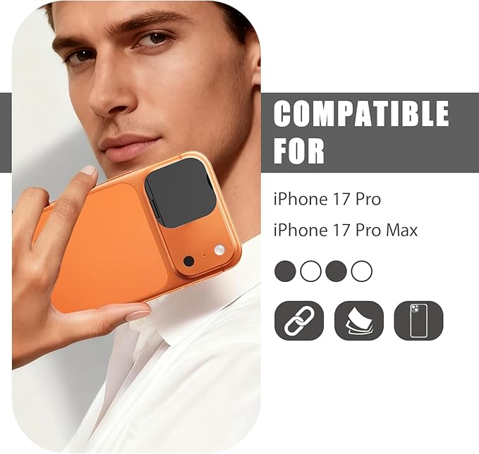 Camera Lens Cover Compatible for iPhone 17 Pro/ 17 Pro Max,Camera Lens Protector to Protect Privacy and Security,Strong Adhesive Black-2 Pack