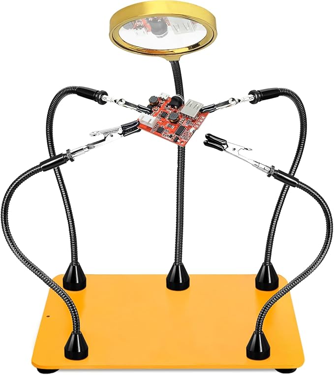 Magnetic Helping Hands Soldering Station with 6X Magnifying Glass, Third Hand Soldering Tool 4 Flexible Arms Solder Holder Helper Hand Magnifier for Repair Electronic Jewelry Crafts