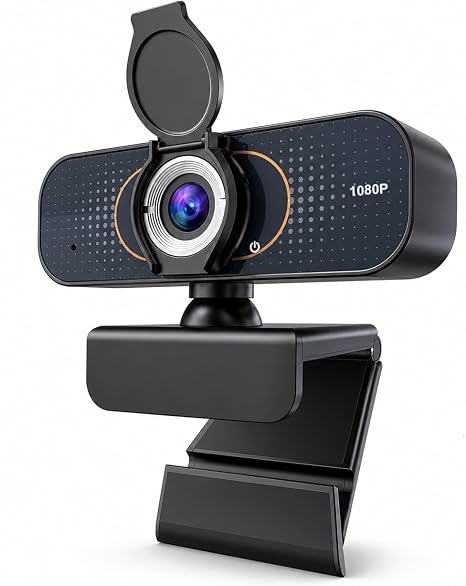 1080P Webcam with Microphone and Privacy Cover Plug&Play