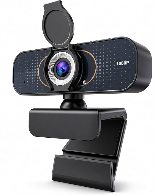 1080P Webcam with Microphone and Privacy Cover Plug&Play