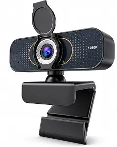 1080P Webcam with Microphone and Privacy Cover Plug&Play