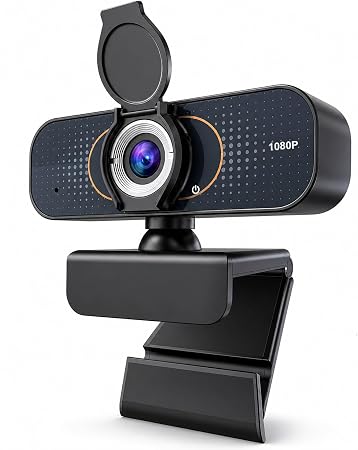 1080P Webcam with Microphone and Privacy Cover Plug&Play