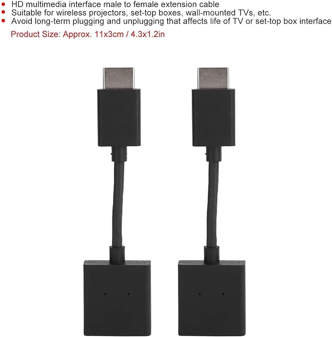 2Pcs HDMI Extension Cable Male to Female Adapter Cord Short HDMI Extender Support 4K Ultra high Speed Compatible with TV Stick Player HDTV Laptop PC