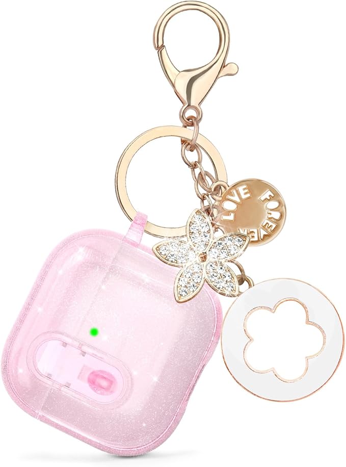 (with Safety Lock) VISOOM 2025 Clear Cases for Airpods iPods 4 Case Cover Women, Bling Airpod iPod 4 Cases Soft 4th Gen Air Pods iPods Case with Keychain for Apple Headphones Airpods4 Generation-Pink