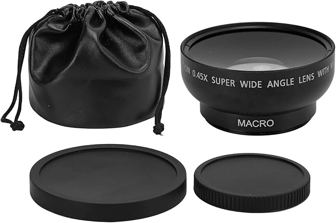 46MM 0.45X Wide Angle Lens, with Macro Photography, Enhanced Magnification, Alloy and Optical Glass, Camera Lens for 46MM Filter Aperture