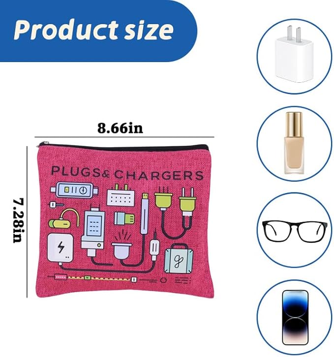 ShiQiao Spl Plugs Chargers Makeup Bag for Men Women Christmas Birthday Gifts Travel Toiletry Bag Charging Cable Organiser Bags with Zipper Chargers Makeup Cosmetic Pouch Travel Accessories Bags
