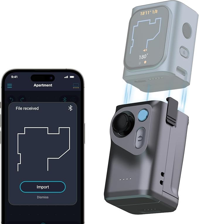 HOZO M-Cube Laser Measuring Tool Adaptor, 01 Smart Planner - Features 360° Joystick for Capturing Floorplans from Any Angle, One-Tap Button for Precise Edge and Corner Measurements