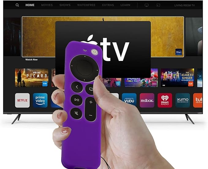 LEFXMOPHY Case Replacement for Apple Remote Control Cover New 4K TV 2021 2022 2023 2024 Series 6 Generation 6th Gen, Silicone Skin Protector with Lanyard, Purple