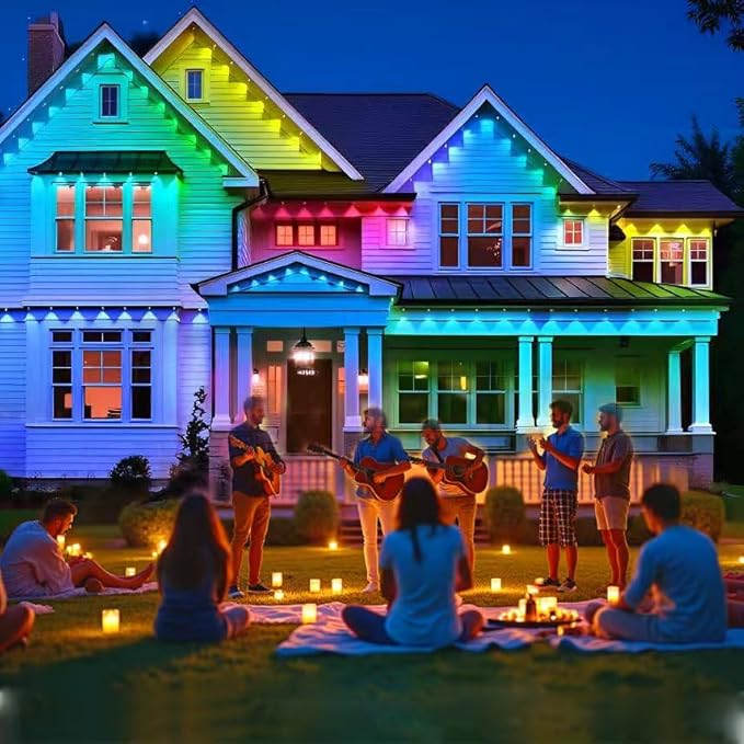 Permanent Outdoor Lights, 124 FT with 72 RGB LED for Daily and Accent Lighting, 63 Scenes and DIY Mode for Christmas, IP67 Waterproof, Compatible with Alexa, Google Assistant
