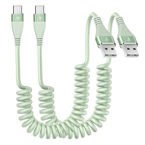 USB to USB C Cable Fast Charging 60W, 2Pack 6FT Coiled USB A to USB C Cable