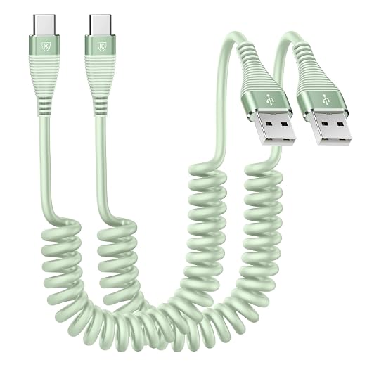 USB to USB C Cable Fast Charging 60W, 2Pack 6FT Coiled USB A to USB C Cable