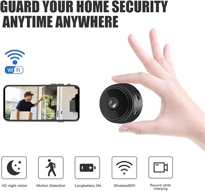 Mini Wireless Cameras, 1080P HD WiFi Small Video Cam with Motion Detection, Night Vision & App Control, Portable Indoor Camera for Home, Office, Baby and Pet Use （3 Pack）