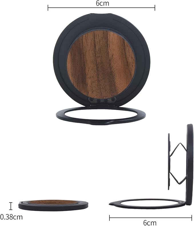 Cell Phone Ring Holder, Phone Grip, Magnetic Phone Ring Stand，Ultra Thin Phone Kickstand with Finger Loop Strap, Phone Ring Holder for Mag-Safe iPhone 16/15/14/13/12 Series (Walnut Wood)