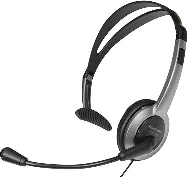 Panasonic Comfort Fit Headset for TCA Series Cordless Landline Phones, Foldable Headset with Flexible Noise-Cancelling Microphone and Volume Control, 2.5 mm Plug, Grey/Silver KX-TCA430