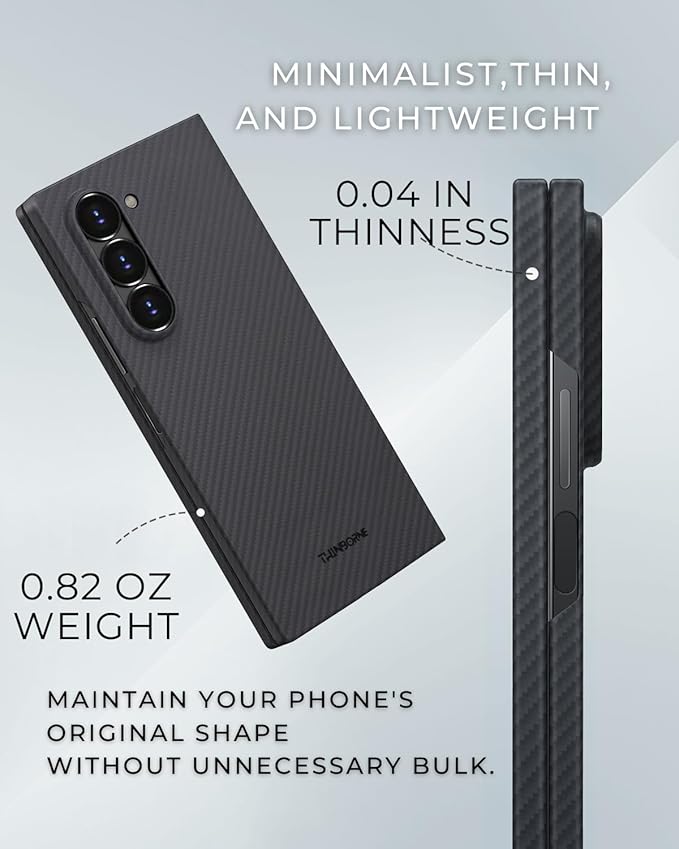Thinborne Compatible with Samsung Galaxy Z Fold 6 Case, [600D Aramid Fiber] [Magnetic] [Ultra Thin] [Minimalist Style] [Carbon Fiber Textures]