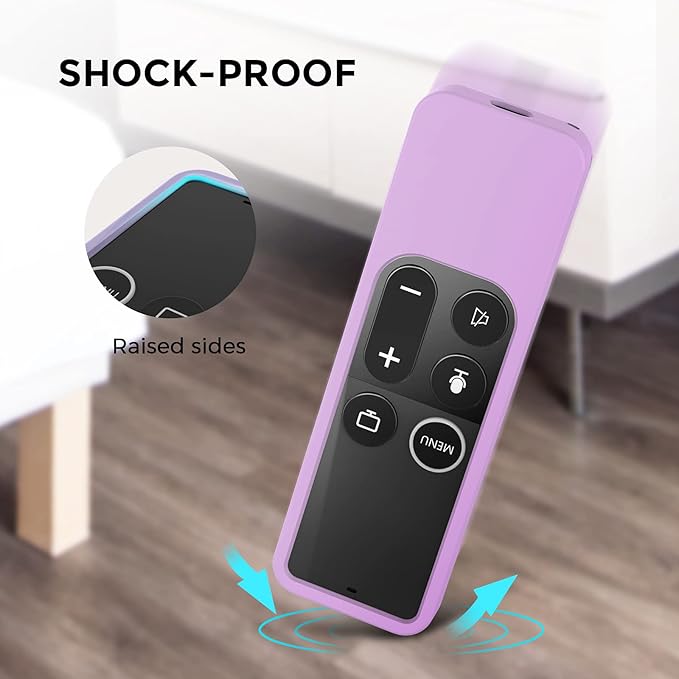 AhaStyle Protective Case for Apple TV Remote with AirTag Holder, Anti Slip Silicone Cover Compatible with 4K and HD [1st Generation] (Lavender)