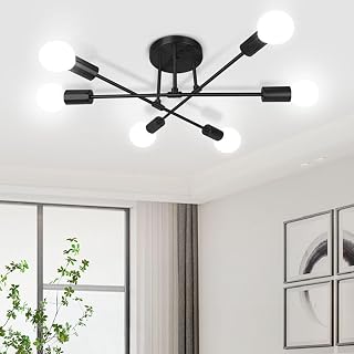 CANMEIJIA Modern Sputnik Chandelier, 6-Lights Ceiling Light Fixture Black - Image 1