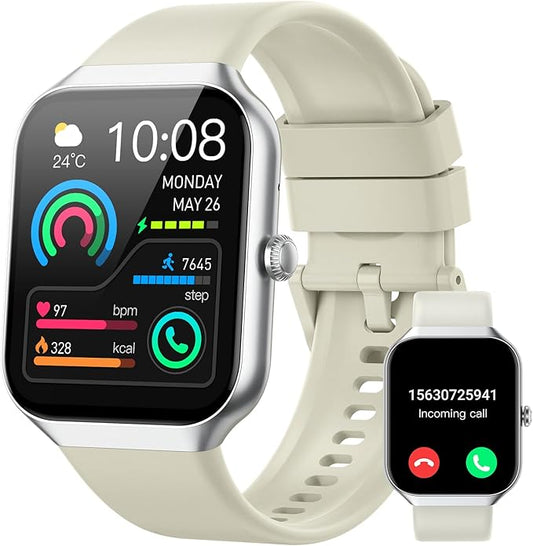 Smart Watch 2026 NEW 1.91" Smartwatch for Men Women(Answer/Make Call),Fitness Watch with 110+ Sport Modes, Reloj Inteligente with Sleep Monitor/Heart Rate/Step/Calories/IP68,for Android iOS, Beige