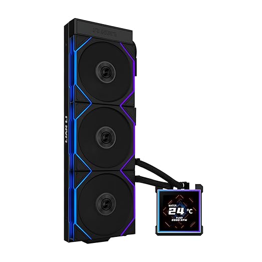 Lian Li Hydroshift II-S LCD 360TL ARGB Liquid CPU Cooler - 360mm AIO - 3.4" IPS LCD Square Screen - Daisy-Chain - Low-Noise - Intel LGA 1851/1700, AMD AM5/AM4-3X TL120 ARGB Fan - Black (HS2LCDS36TB)