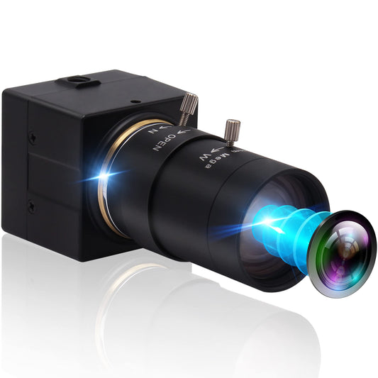 4K USB Camera Ultra HD 5-50mm 10X Optical Zoom Manual Lens 2160P CS-Mount Webcam Varifocus Camera Close-up Plug and Play PC Computer Webcam Compatible for Windows Mac OS X Linux