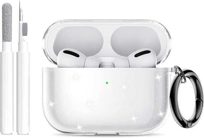 for AirPods Pro 3 Case (2025) with Cleaner Kit, Cute Soft Silicone Cover Compatible AirPods Pro 3rd Genera case with Keychain for Women Men with Keychain for Airpod Pro case(2025)-Glitter