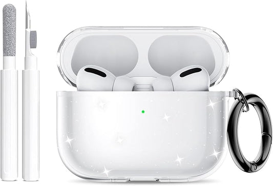 for AirPods Pro 3 Case (2025) with Cleaner Kit, Cute Soft Silicone Cover Compatible AirPods Pro 3rd Genera case with Keychain for Women Men with Keychain for Airpod Pro case(2025)-Glitter