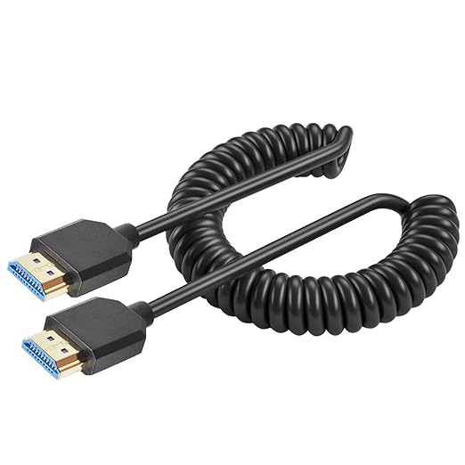 Duttek 8K Coiled HDMI Cable 3FT- 6FT, HDMI 2.1 Cable Coiled 48Gbps, Extreme Thin HDMI Male to Male Cable Supports 8K@60Hz, 4K@120Hz for Monitor, Laptop, PC, TV