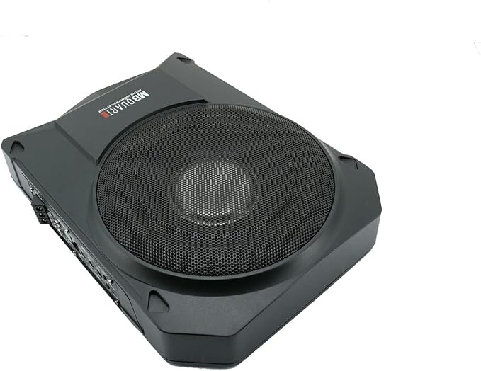 MB Quart RW-110A 800W Reference Series 10'' Slim Low Profile Compact Under-Seat 4-Ohm Active Powered Subwoofer Enclosure with Built in Amplifier for Car RV ATV - 3rd Gen, Black