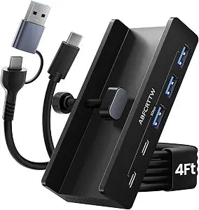 7-Port USB 3.0 Hub with Desk Clamp, 4 USB-A and 3 USB-C, 5Gbps