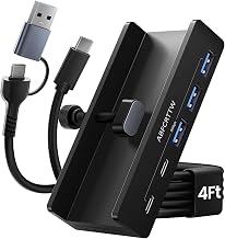 7-Port USB 3.0 Hub with Desk Clamp, 4 USB-A and 3 USB-C, 5Gbps - Image 1