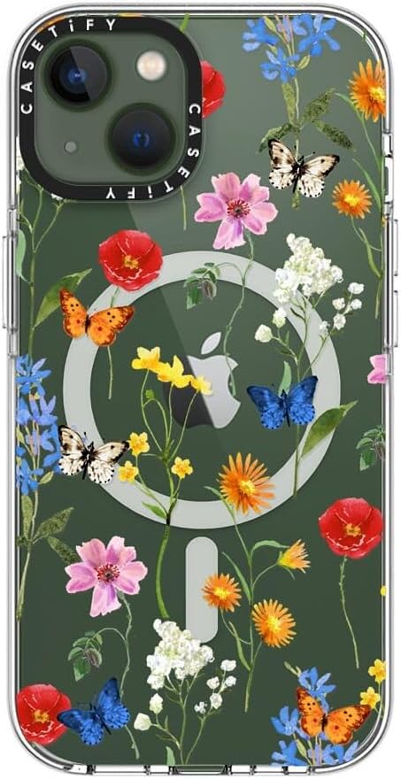 CASETiFY Clear iPhone 13 Case [Not Yellowing / 6.6 ft. 3X Military Grade Drop Protection/Compatible with Magsafe] - Millennial- Ditsy Floral - Clear