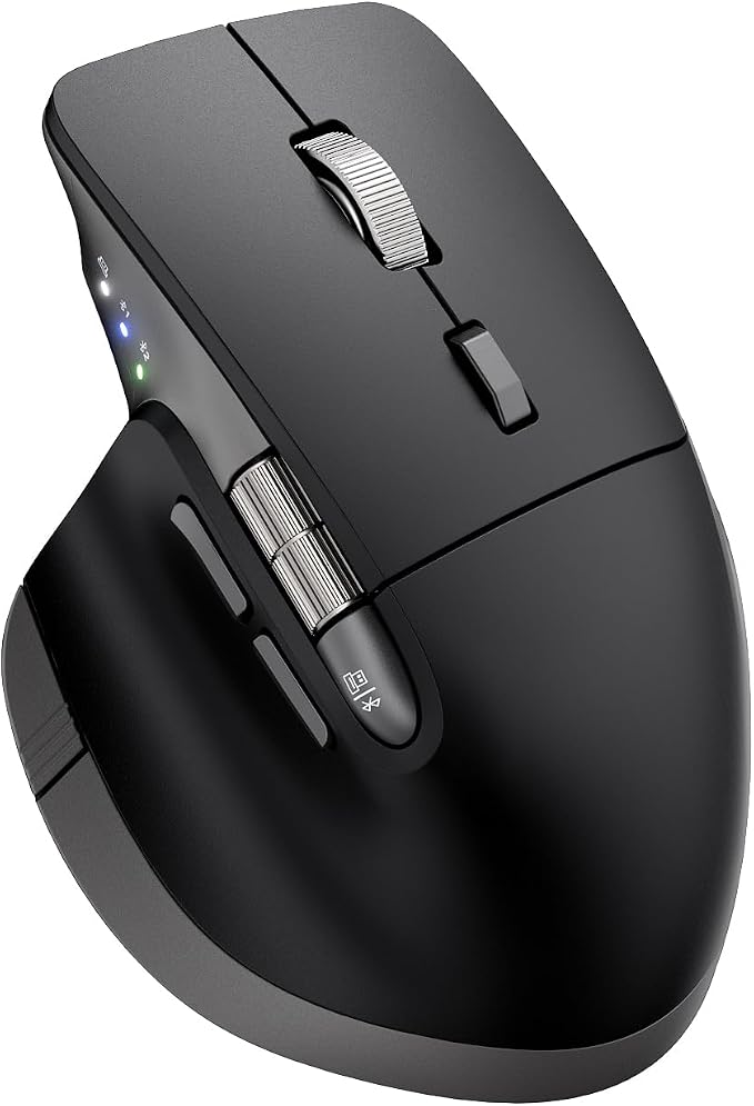 INFINMIND Ergonomic Wireless Bluetooth Mouse with 6 Programmable Buttons(Mac/Windows), Multi-Device, Flying Scroll & Side Wheel, 5 Level DPI, Rechargeable Silent Mice for Laptop, PC, Tablet, MacBook.