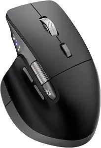 INFINMIND Ergonomic Wireless Bluetooth Mouse with 6 Programmable Buttons(Mac/Windows), Multi-Device, Flying Scroll & Side Wheel, 5 Level DPI, Rechargeable Silent Mice for Laptop, PC, Tablet, MacBook.