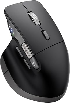 INFINMIND Ergonomic Wireless Bluetooth Mouse with 6 Programmable Buttons(Mac/Windows), Multi-Device, Flying Scroll & Side Wheel, 5 Level DPI, Rechargeable Silent Mice for Laptop, PC, Tablet, MacBook.