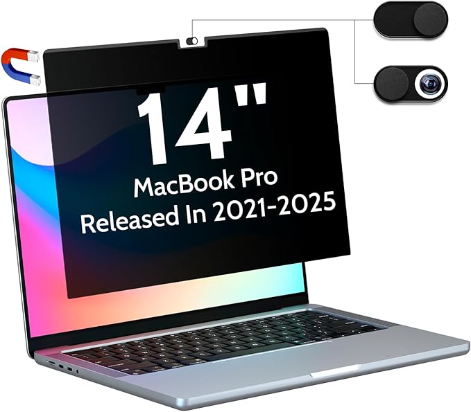 Magnetic Privacy Screen for MacBook Pro 14 Inch (2021-2026, M1, M2, M3, M4, M5), Removable Matte Blue Light Glare Filter for Mac Pro 14.2" Laptop Computer