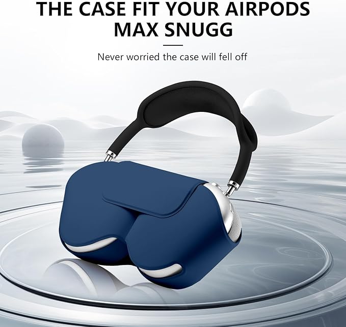 for Apple Airpods Max Case,Headphones Protective Case for AirPod Max Supports Sleep Mode, Anti-Scratch and Anti-Dust,Airpod Pro Max by PU Leather,Dark Blue 2