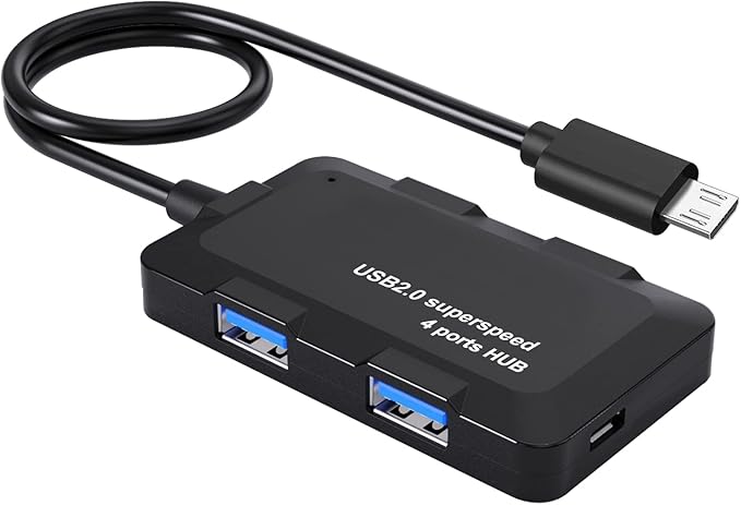 AreMe Micro USB OTG Cable Adapter with 4 USB Ports + Power Port for Fire Stick 4K and More Host Devices