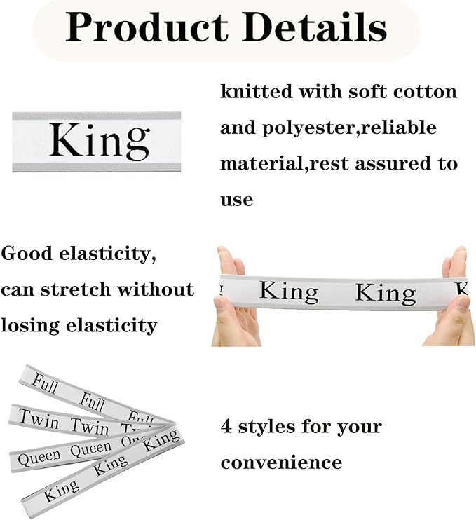 6 Pieces Bed Sheet Organizer Bands, Sheet Organizers and Storage Label Bands, Sheets Organizer for Closet, Sheet Label for Bedding, Sheet Keepers Linen Labels Bedding Bands (Grey, 6Pcs King)