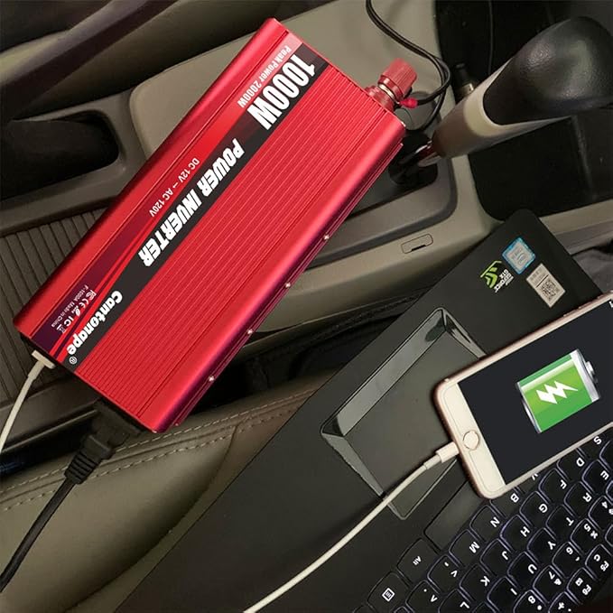 1000W Power Inverter DC 12V to 110V/120V AC Car Inverter with 3.1A USB Car Adapter and Cigarette Lighter for Vehicles Home Laptop Truck Trip