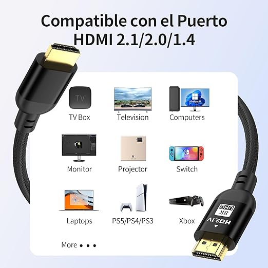 Diyanisly 8K Hdmi Cable 3.3FT Ultra, High Speed HDMI 2.1 Cables, Support 8K@60HZ 4K@120Hz, 3D ARC, Ethernet Audio Video Return HDMI Cord for Xbox PS4/PS5 Roku UHD TV Monitor Laptop PC (Braided,Black)