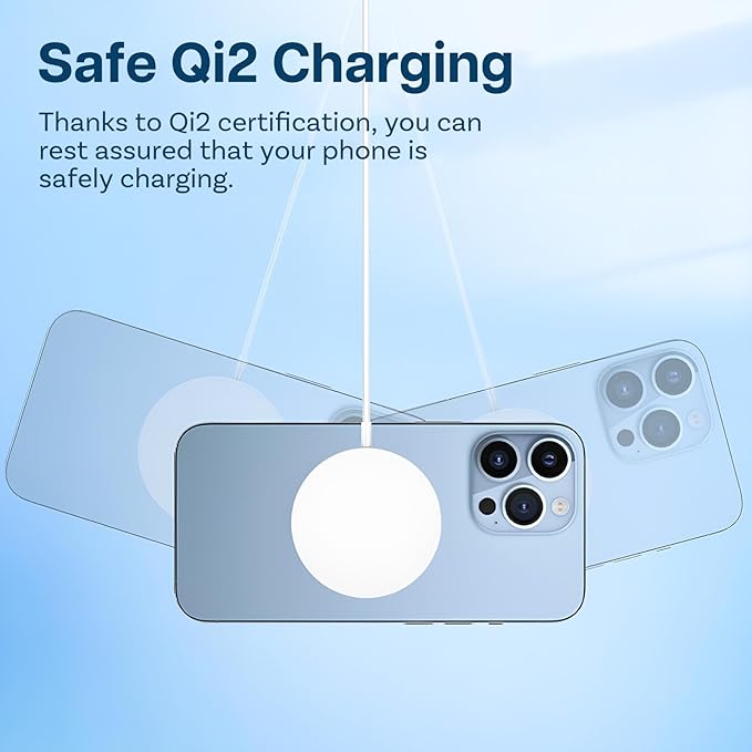 Qi2 Wireless Charger 15W – Magnetic Fast Charging Pad for iPhone, Samsung & AirPods