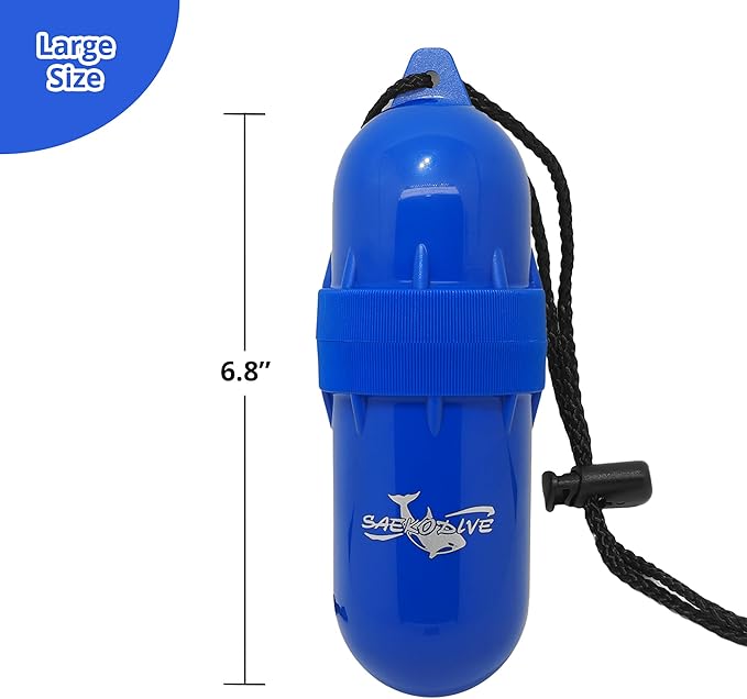Cylinder Dry Box with Lanyard - Waterproof Container, Watertight Key Pouch Holder - For Snorkeling, Boat, Kayak, Diving, and Water Activities (Green, Large)