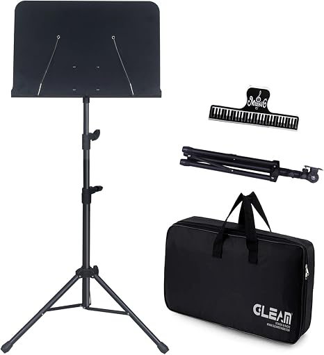 GLEAM Sheet Music Stand Lightweight with Carrying Bag - Iron Panel, Portable Dual Use Desktop Book Stand