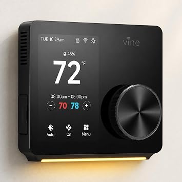 vine Smart Thermostats for Home with Large Knob - WiFi Thermostat for House with Nightlight, 7x8Period Programmable Compatible with Alexa, Google Assistant, Energy Saving, C-Wire Required