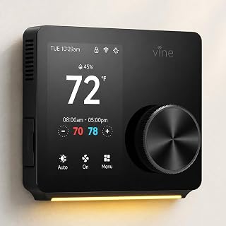 vine Smart Thermostats for Home with Large Knob - WiFi Thermostat for House with Nightlight, 7x8Period Programmable Compatible with Alexa, Google Assistant, Energy Saving, C-Wire Required