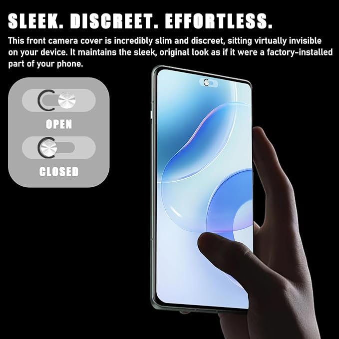 Front Camera Cover Compatible for Smartphones,Webcam Cover Compatible for Pixel/Galaxy/iPad,Protect Privacy and Security,Camera Slide Protection,2 Pack-Silver