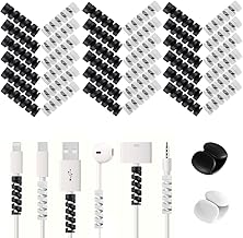 36 PCS Charger Cable Protector for iPhone, Cord Protectors for Phone iPad Charging Cable with 2 Desk Cable Clips, Break-and-Bend-Resistant Cord Saver for MacBook, Laptop Accessory (Black/Gray) - Image 1