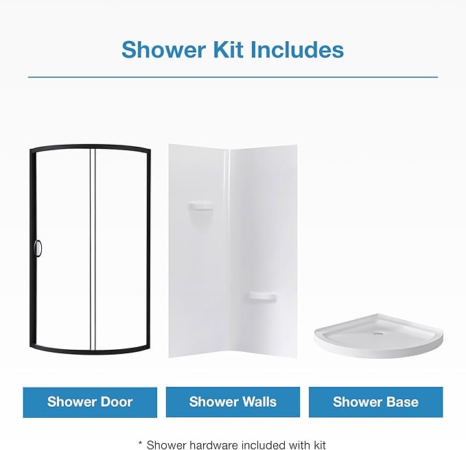 OVE Decors Breeze 32 in. Corner Shower Clear Sliding Door with Included Walls and Base in Black Finish