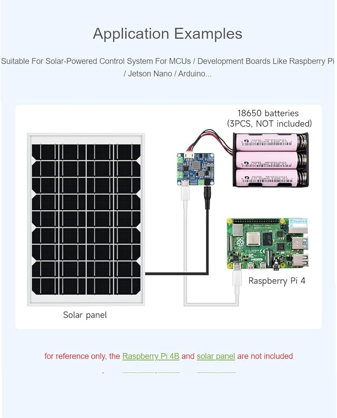 Solar Power Management Module (D) Accessory for 6V~24V Solar Panel And Type-C Power Adapter,Suitable For Solar-Powered Control System For MCUs / Development Boards Raspberry Pi / Jetson Nano / Arduino